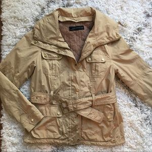 ZARA Beige Utility jacket with belt & gold accents
